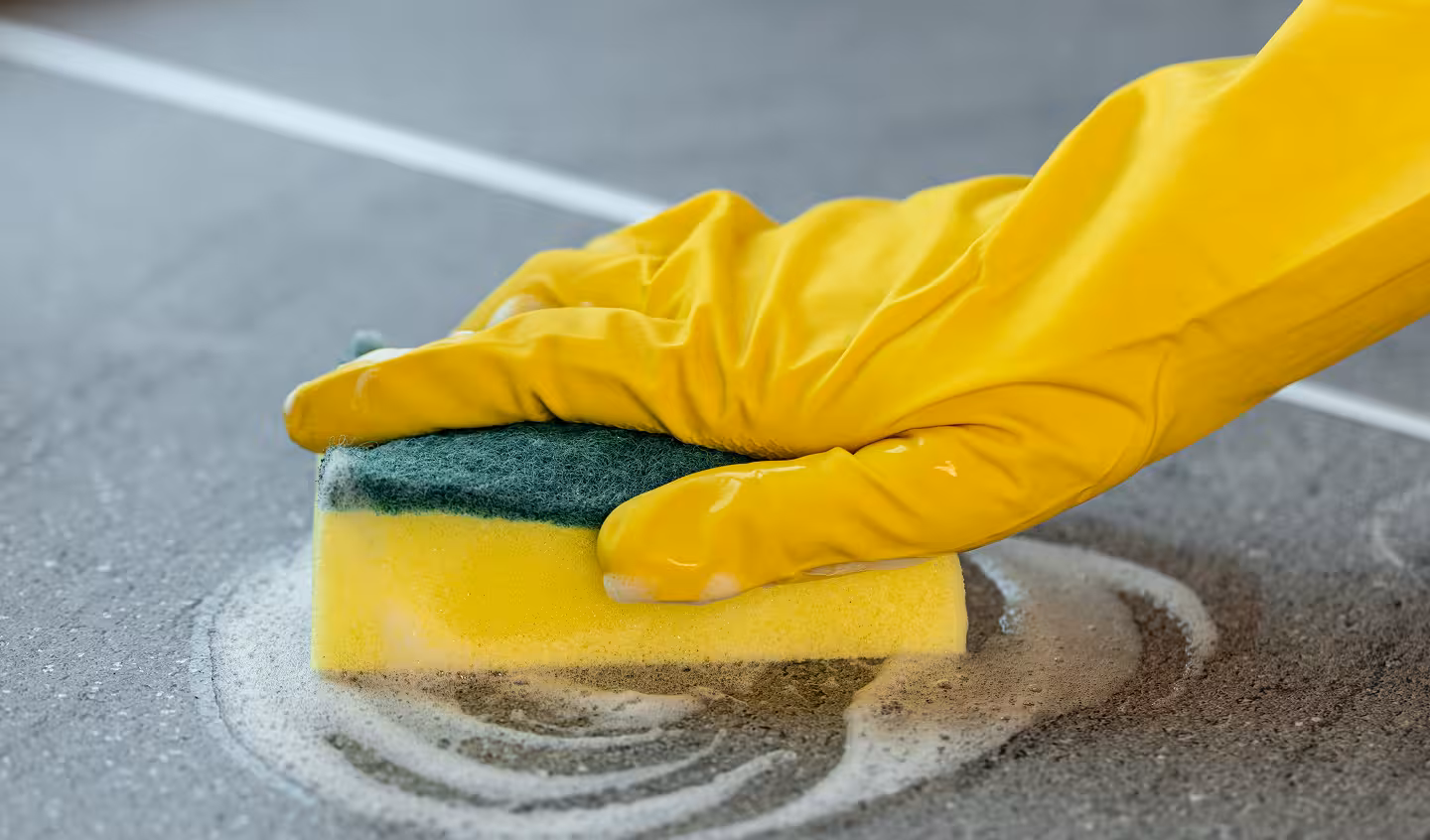 Cool Plus cleaning detergents used to wipe down a kitchen counter